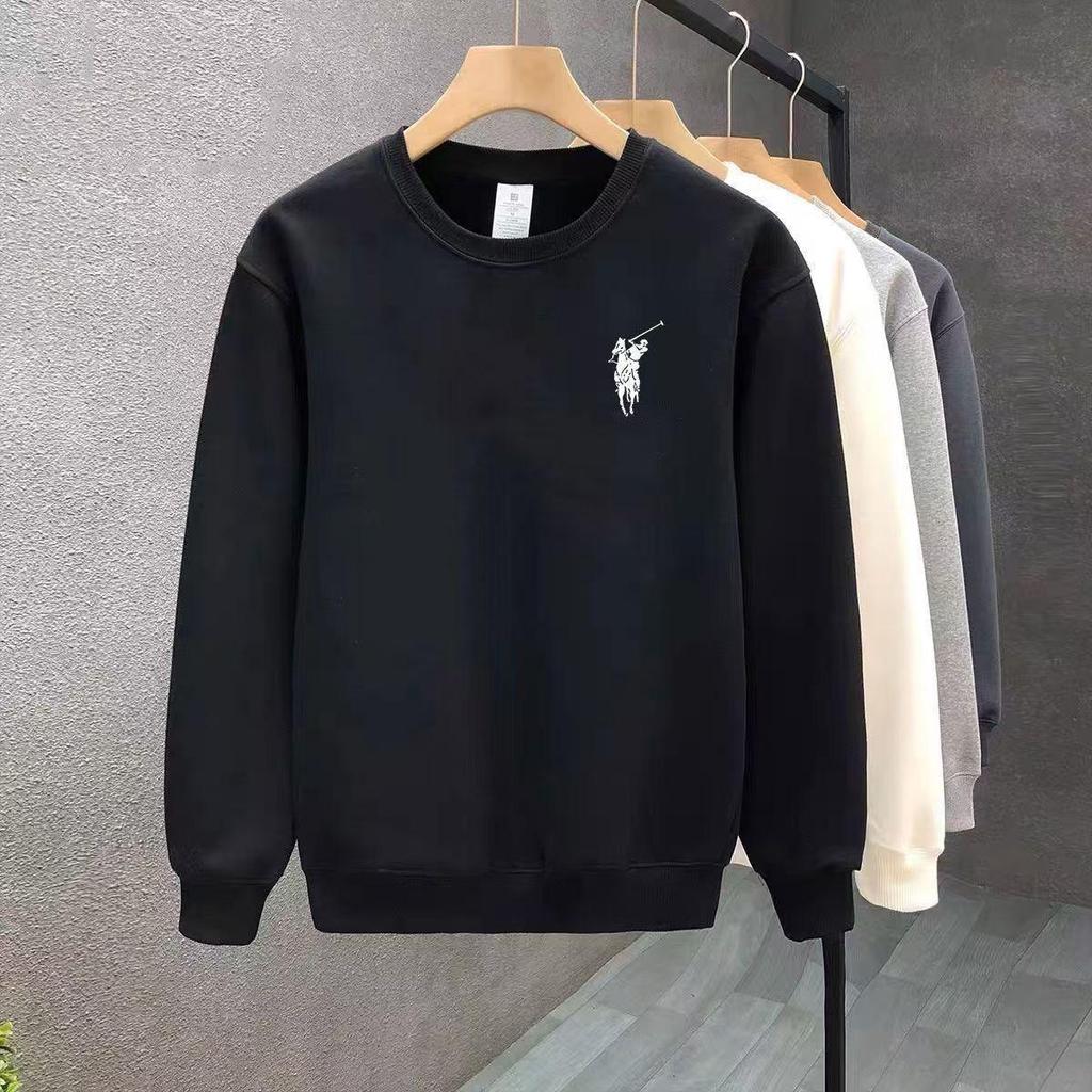 Sudadera de cuello redondo para hombre con forro polar - Jersey de manga larga para otoño/invierno, casual y versátil, tendencia 2025