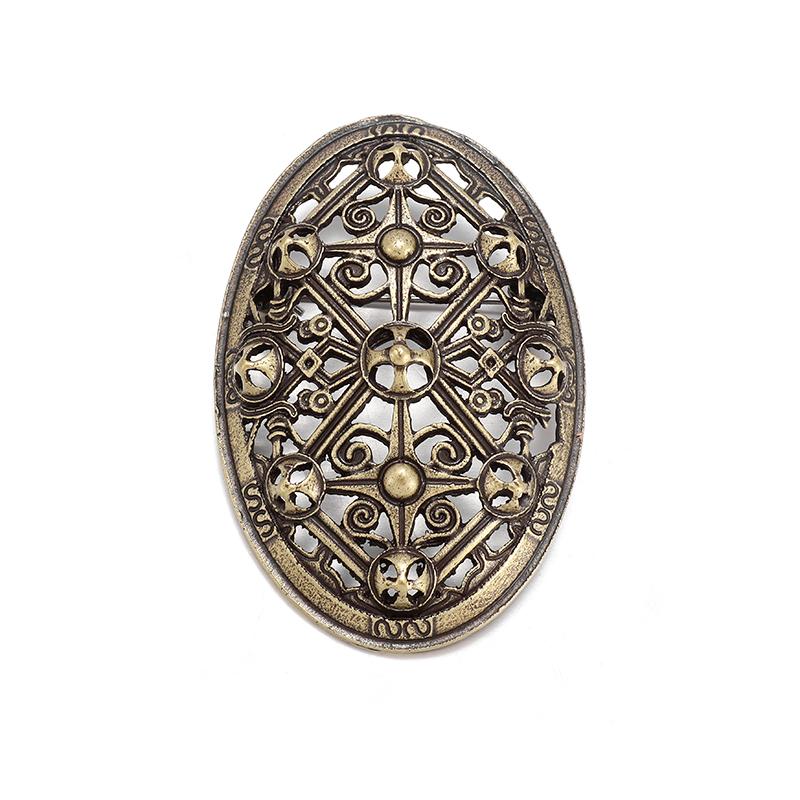 Vintage skandinávská brož štít severská mytologie keltská kovová brož punkový amulet špendlík pro muže