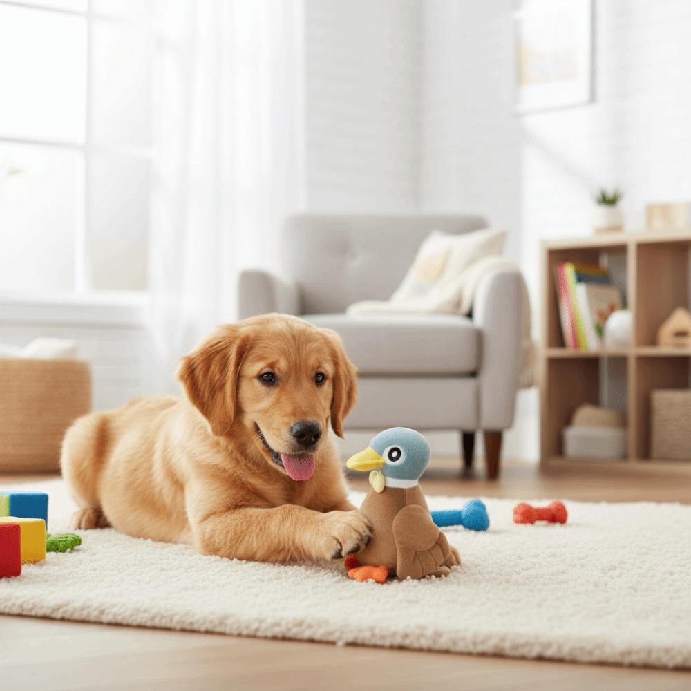 Bite-resistant Plush Duck Dog Toy Soft Plush Dog Chew Toy Cute Design Squeaky Dog Toy Puppy Play