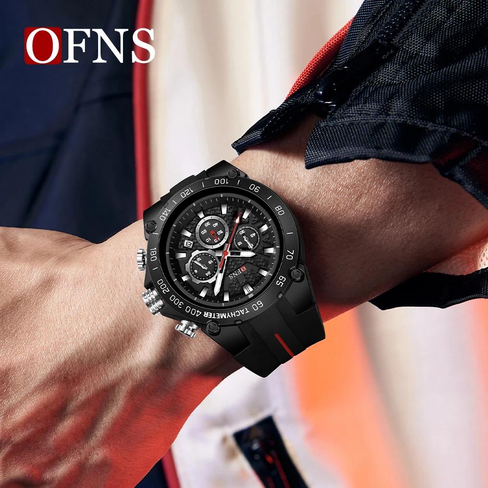 Moda Ofns 1207 Erkek Spor Saati Üç Gözlü Altı İğneli Çok Fonksiyonlu Işıklı 5atm Su Geçirmez ve Darbeye Dayanıklı Öğrenci
