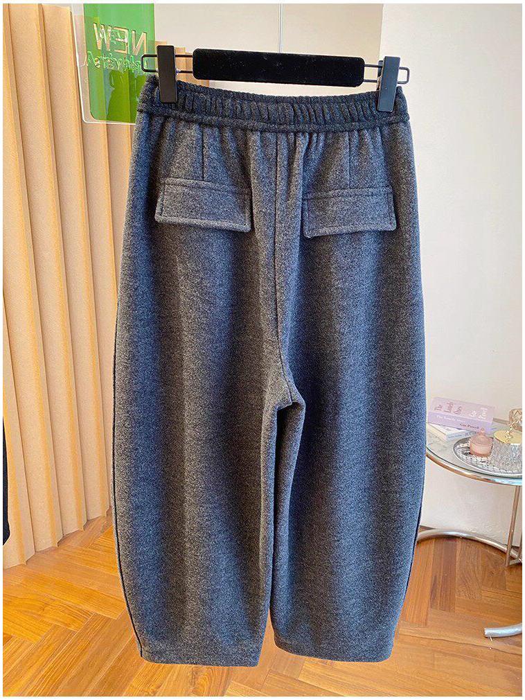 Korean High-Waisted Wide-Leg Drape Pants for Women - Plus Size Fall/Winter Drawstring Casual Pants