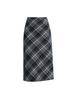 2025 Spring/Autumn High Waist Slit A-line Wool Plaid Midi Skirt for Women