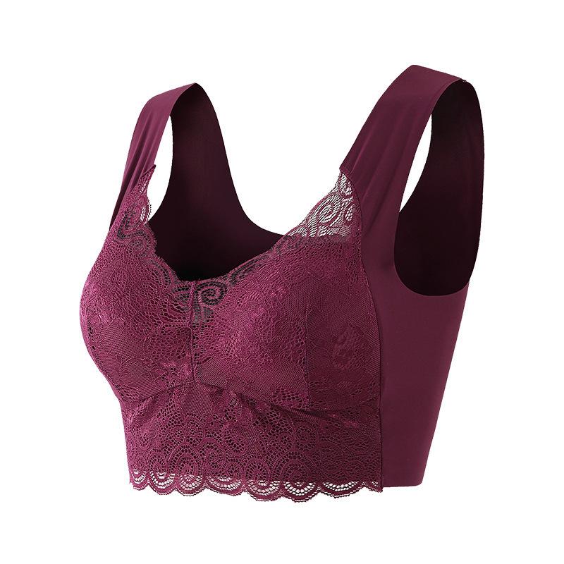 Plus Size Lace Sports Bra - Breathable Push-Up, Wire-Free, Side Support for Women