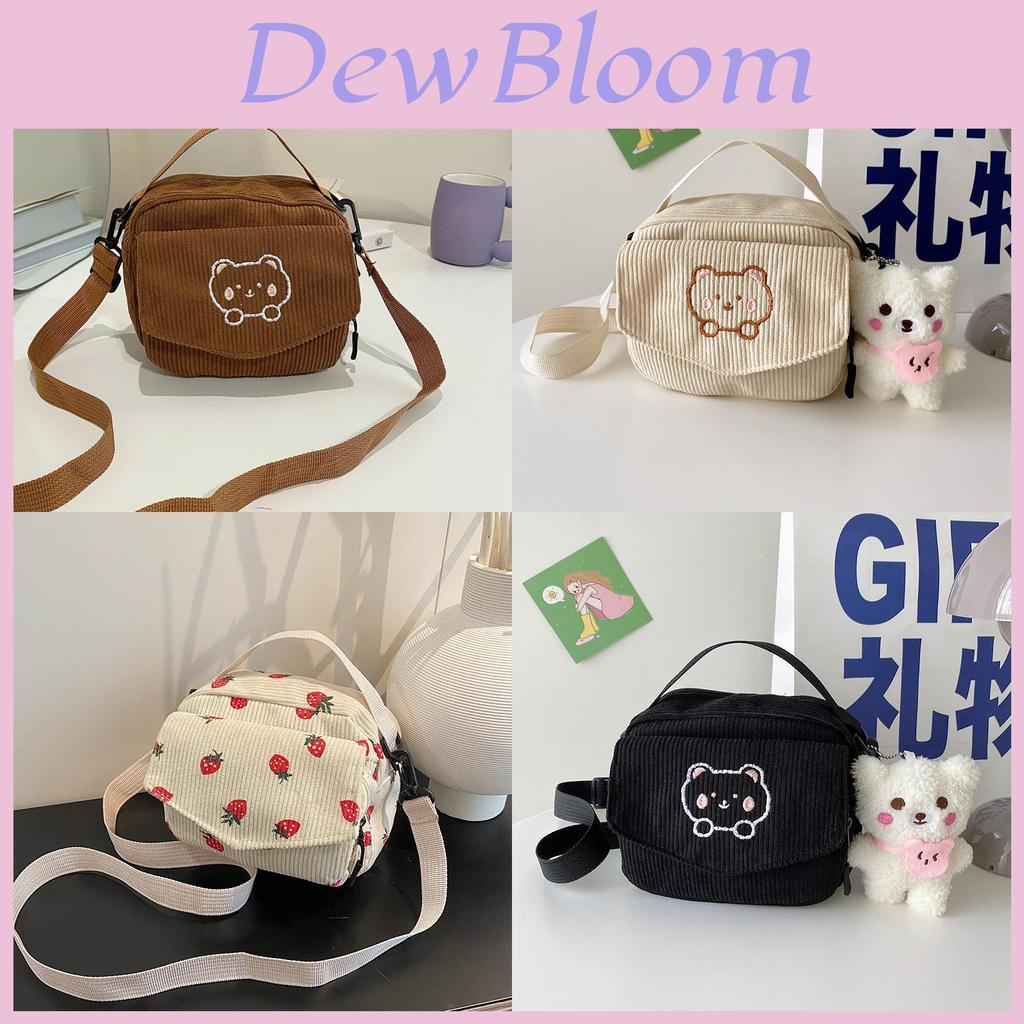 Girl Cartoon Corduroy Mini Purse With Zipper Closure For Daily Use