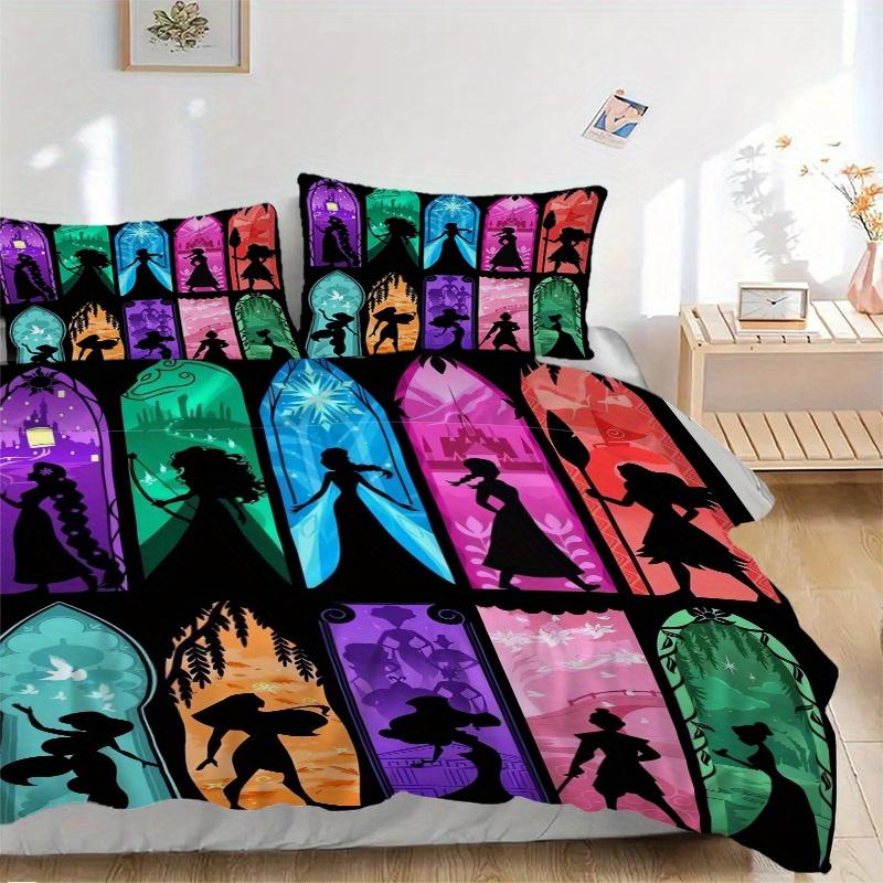 

3pcs Colorful Princesses Bedding Set Includes Quilt Cover and Pillowcases, Suitable for All Seasons B017 135x200cm