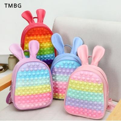 New Current Stock Children Silicone Backpacks Soft PU Leather Kindergarten Schoolbags for Girls Bubble Decompression Kid's Rucksack