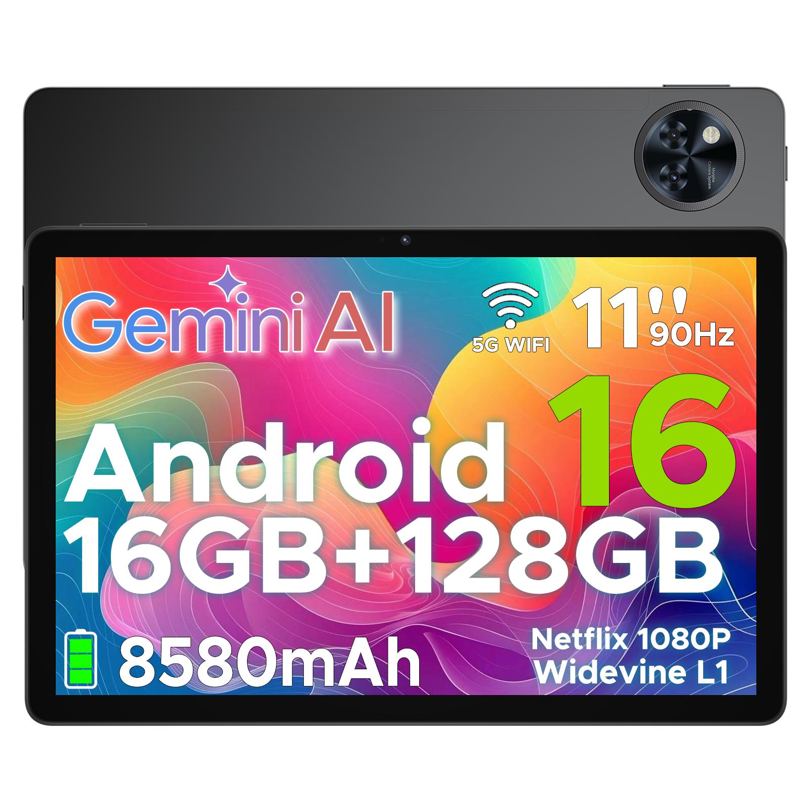 Tablette DOOGEE U11 Android 16, 11 Pouces, 16 Go de RAM + 128 Go de ROM (TF 2 To), 8580 mAh, Octa Core bleu