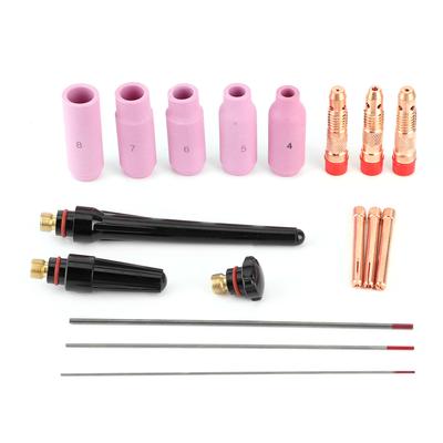 17Pcs Welding Nozzle TIG Welder Contact Tip with Tungsten Wire for Torch 17 18 26