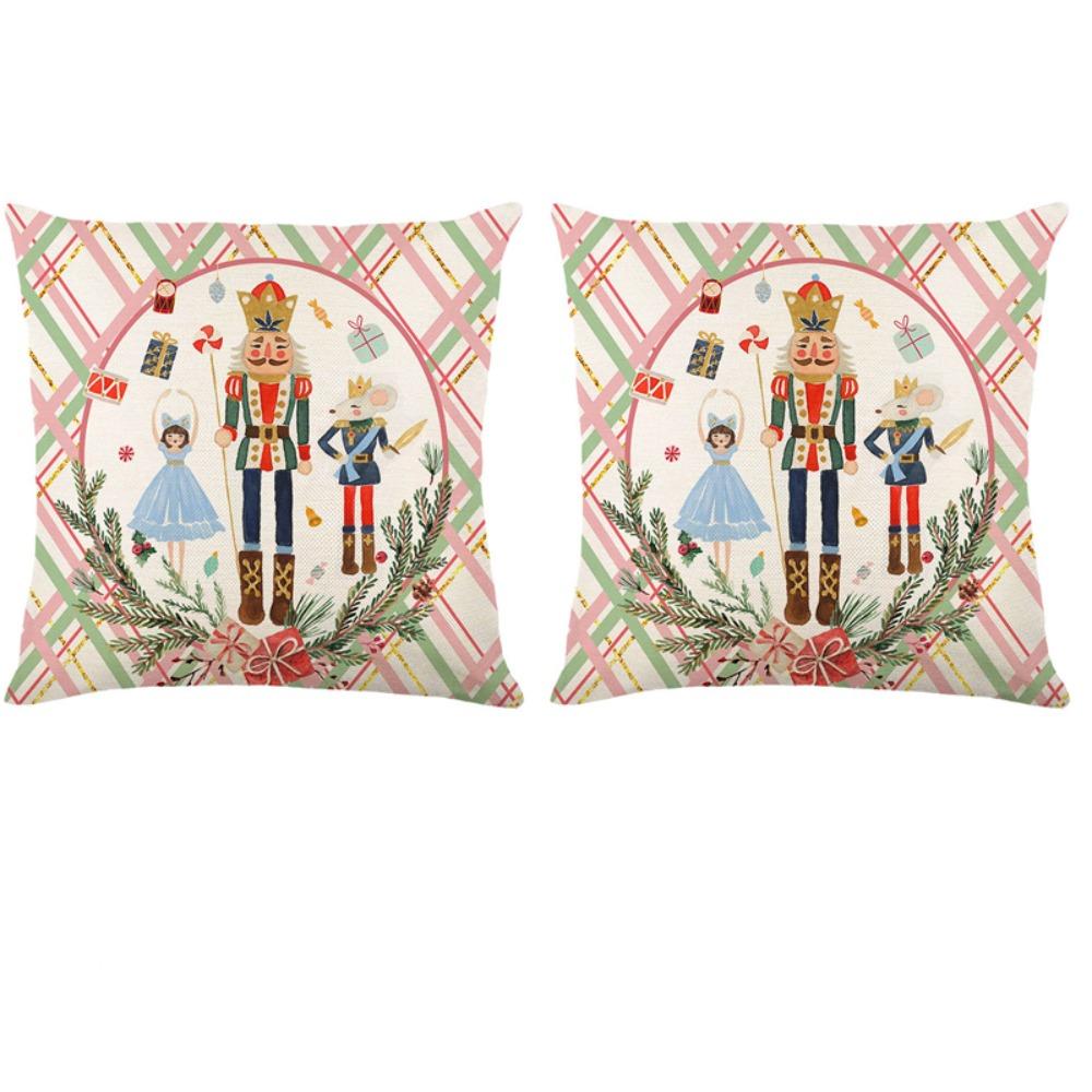 2Pcs 45x45cm Flax Cushion Cover Soft Sofa Pillowcase Merry Christmas Cushion Cover  Christmas