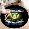 Leeds United Fußballclub Runder Teppich, Teppich für Wohnzimmer Schlafzimmer Sofa Spielzimmer Dekor, Rutschfeste Bodenmatte