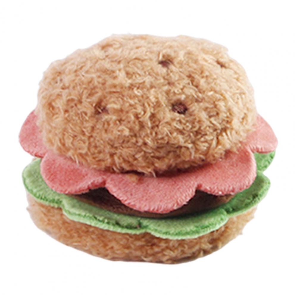 Bite-resistant Cat Toy Plush Cat Toy Realistic Plush Food Cat Toy Set Burger Hotdog Cake Chew Toys for Indoor Cats Squeaky Bone