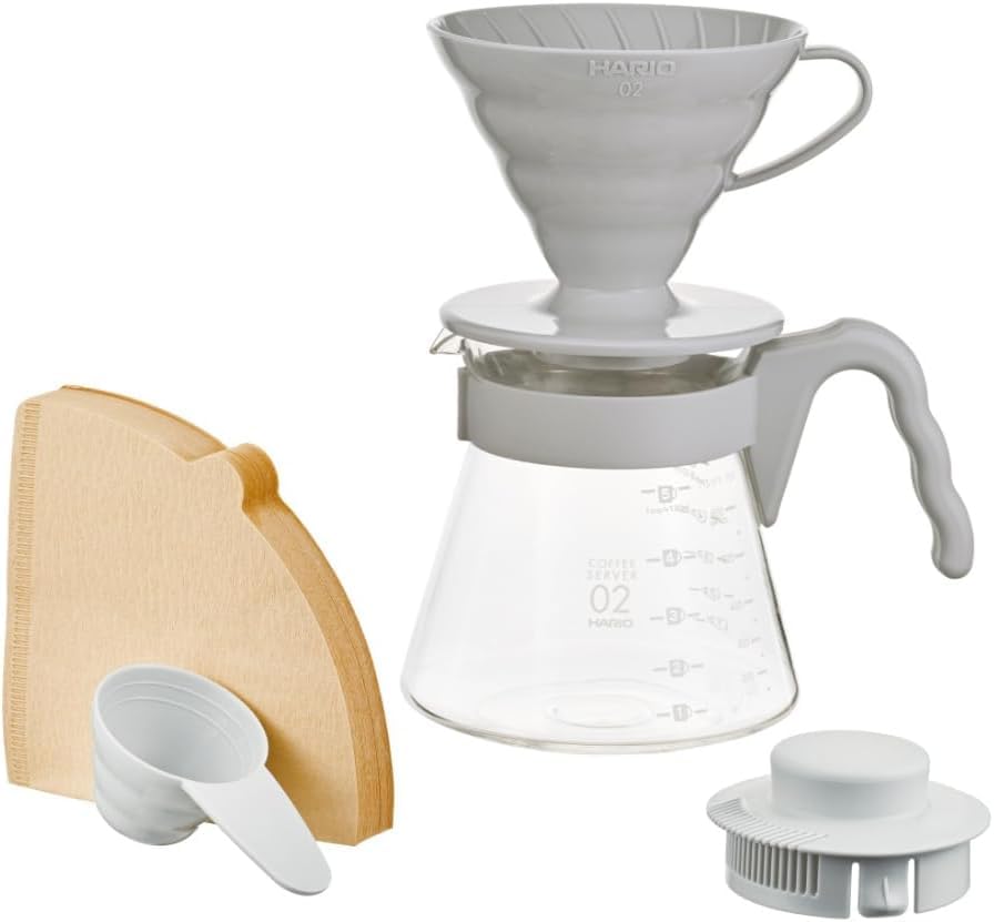 

Hario V60 Кофейный сервер 02 Pale Drip Сделано в наборе, Серый, 1-4 чашки, Кофе, Япония, VCSD-02PGR