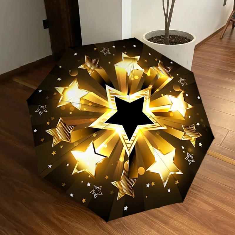 1pc Golden Stars Automatic Open/Close Umbrella, 8-Rib Sturdy Frame,Ideal Birthday/Gift for Men & Women, Outdoor Accessory yy251126049