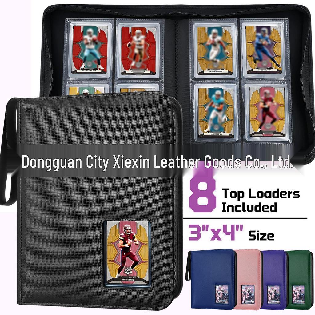 Black PU Leather Pokémon Card Binder with Zipper: 4, 9, & 16-Pocket Large Capacity Game Storage Book
