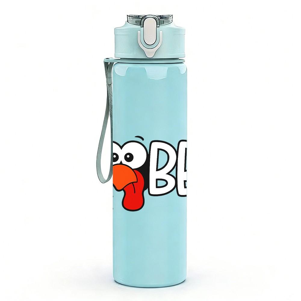 1PC Gobble Turkey Cartoon Print 750ml Color Plastic Sports Water Bottle Leakproof Flip Straw Lid Suitable for Sports Office Home Use