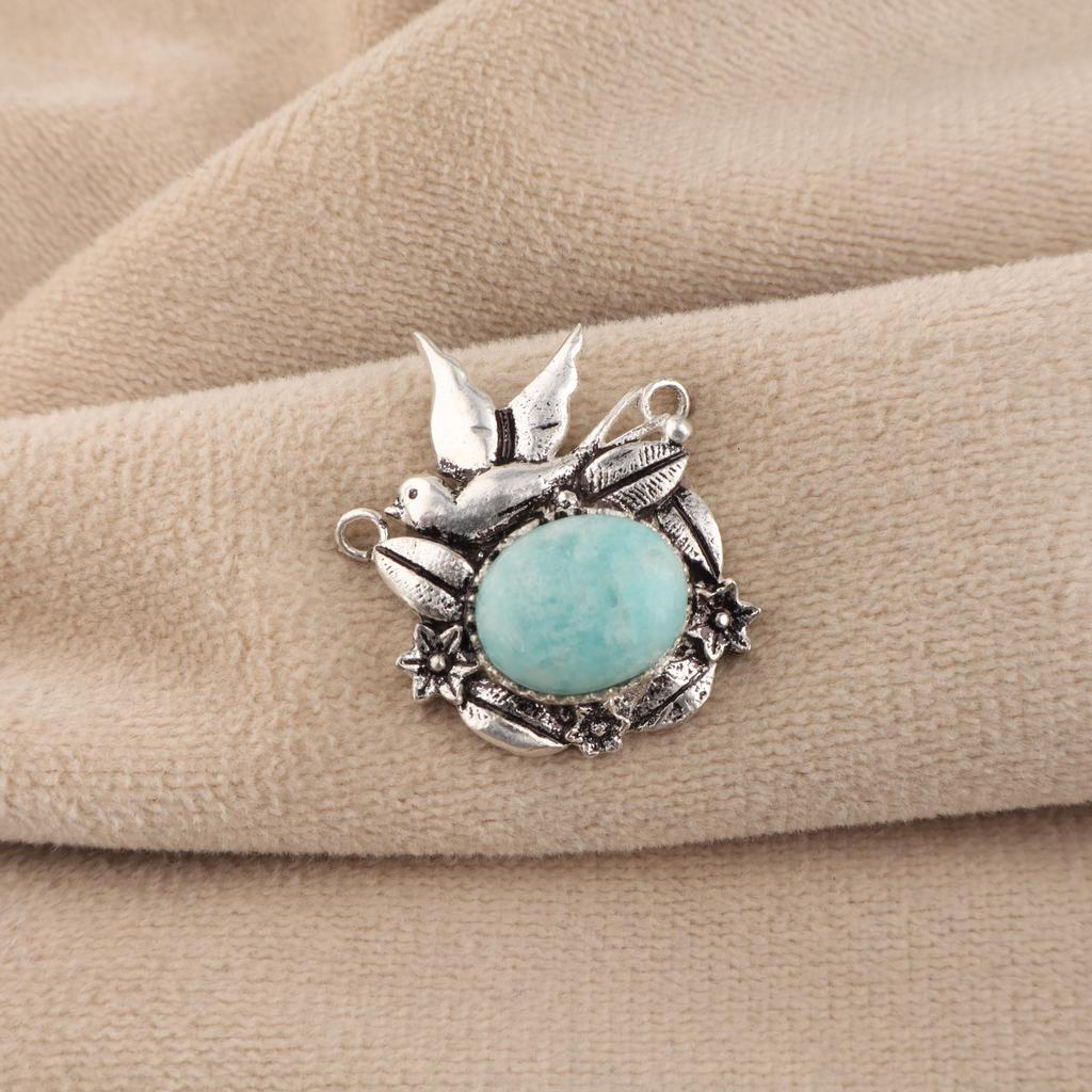 Natural Amazonite Gemstone 925 Sterling Silver Jewelry Designer Pendant 0.5" For Wedding Gift CP-43-31