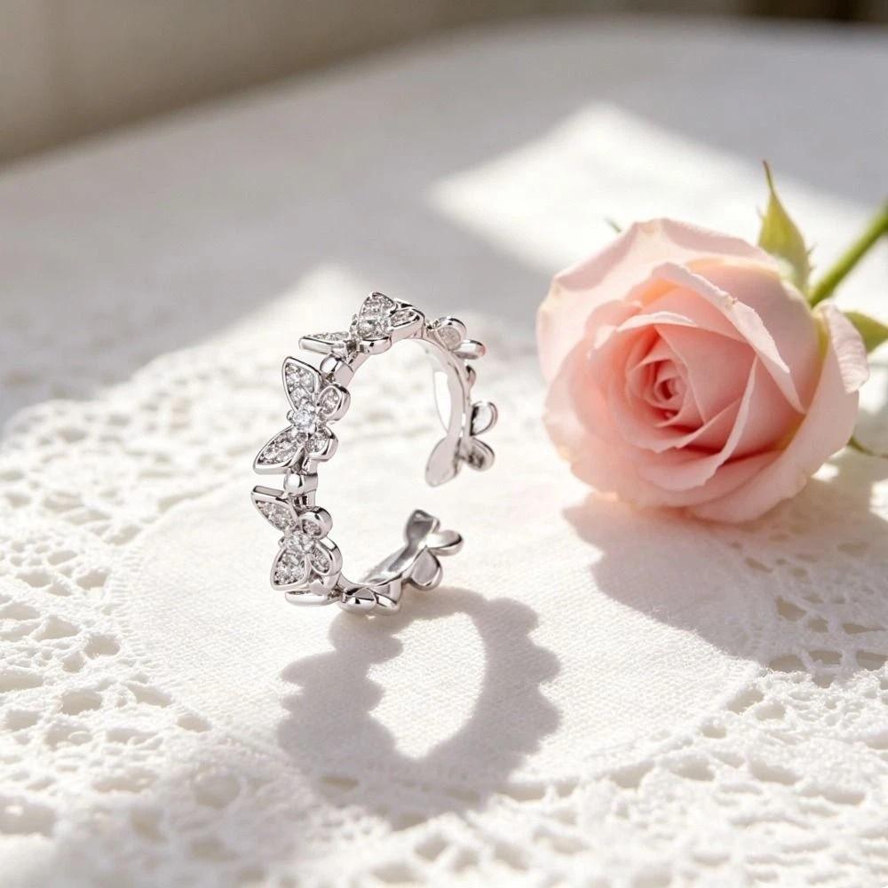 Minimalist Style Butterfly Rings Vintage Finger Rings Stackable Zircon Rings Women