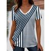 Summer New Women's T-shirt 3D Simple Printing V-neck Short Sleeve Shirt Fashion Plus Size T-shirt Clothing Y2k Women's T-shirt