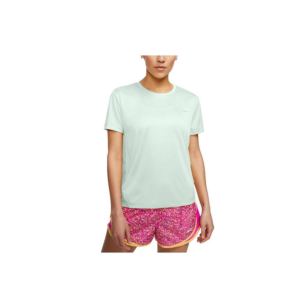 Nike T Shirts Women's Teal Crew Neck Moderate Straight Fit AJ8122-394