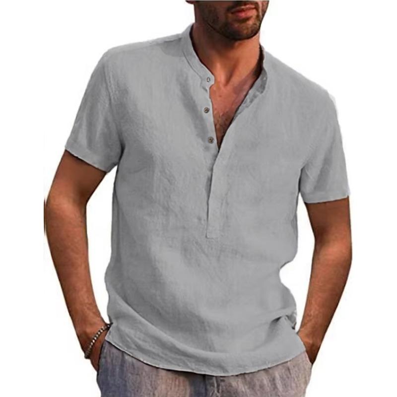 HNXC Men's Fashion Casual Solid Color Print Long Sleeve Blouses & Shirts