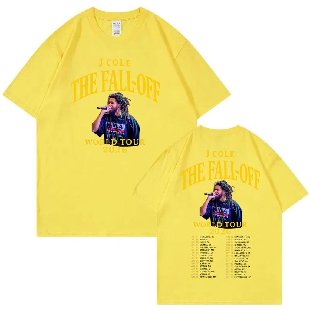 Rapper J Cole Double Sided Graphic T Shirts The Fall Off Tour 2026 Tshirts Men Women Fashion Hip Hop Retro Short Sleeve Tshirt