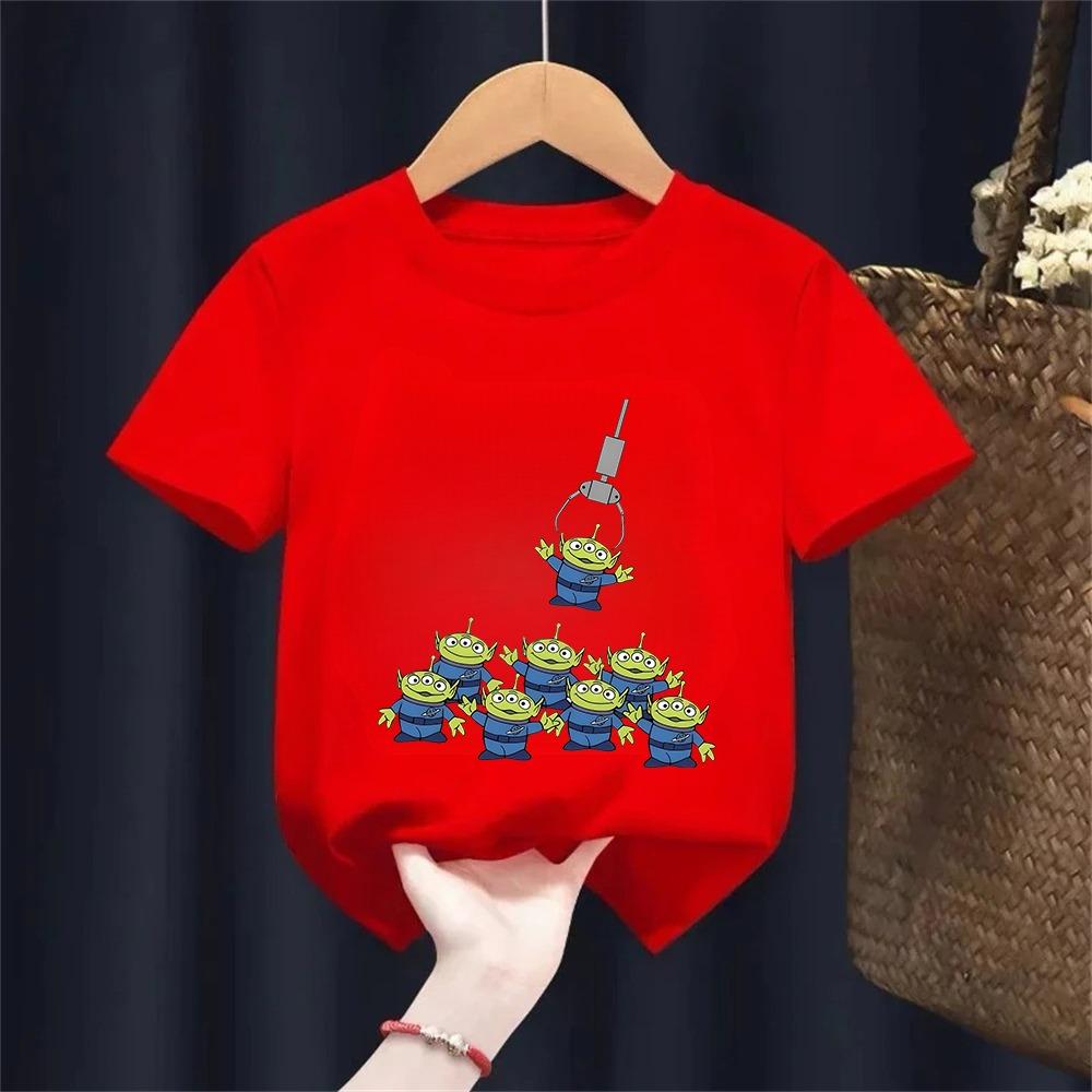 Summer Kids Disney Toy Story Aliens T-Shirt Daily Leisure and Theme Activities Wear Unisex Cotton Short Sleeve