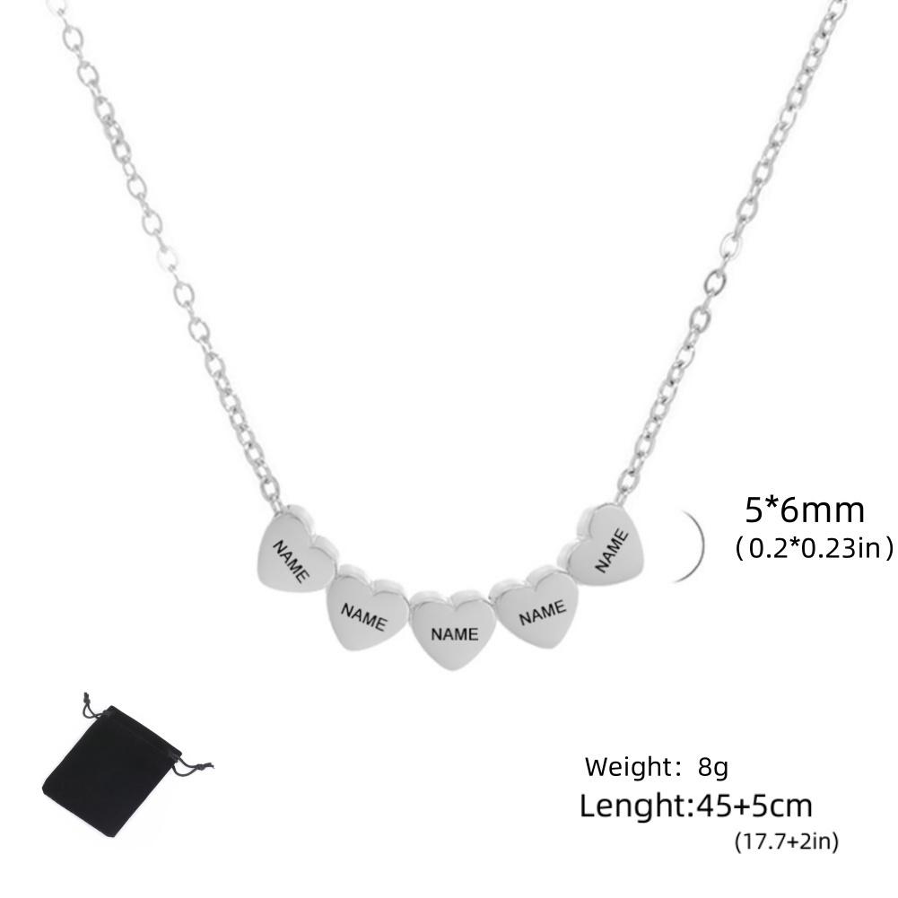 Customized Name Date Mini Minimalist Love Necklace Stainless Steel Heart Shaped Women's Necklace Fashion Couple Jewelry Gift