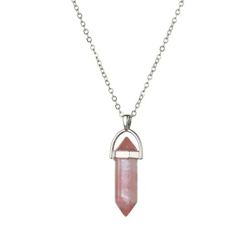 Natural Stone Necklace Hexagonal Pendant Chakra Healing Stone Crystal Jewelry For Women And Men Birthday Gifts