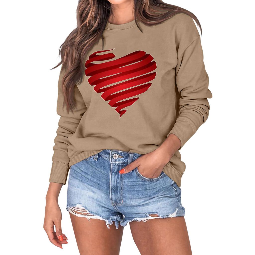 Women's Fashion Long Sleeve Print Round Neck Sweater Top