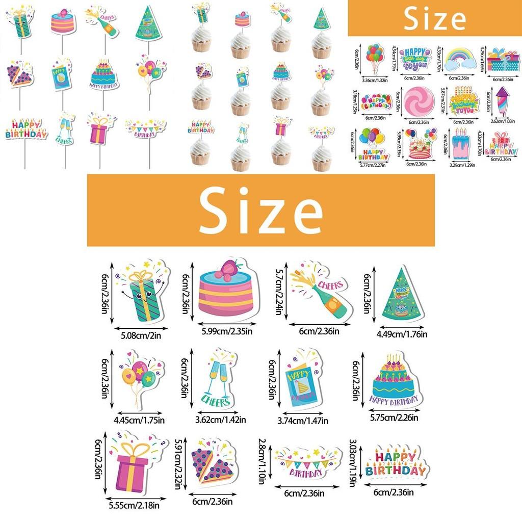 Birthday Cake Decorations With Paper Flags For Party Venue Setup Set Of 12