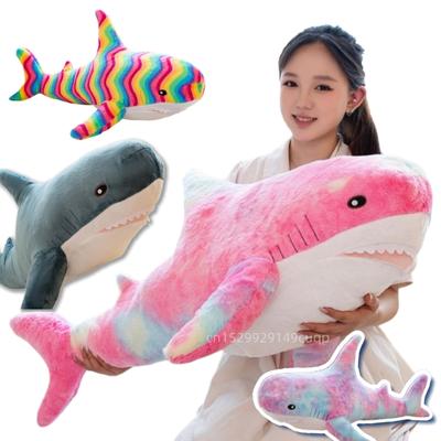 Peluche requin arc-en-ciel 100 cm, jouet en peluche, doux et câlin, idéal pour les garçons et les filles