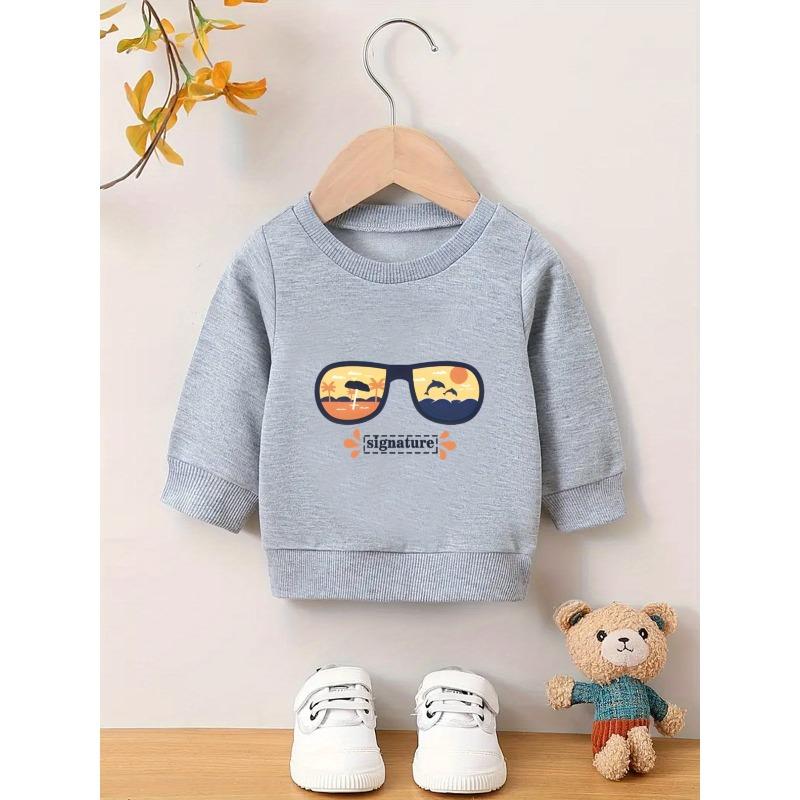 European Size Trendy And Innovative Print Pattern Soft And Skin-Friendly Sweatshirt for Baby Boys Aged 0-3 Years, Suitable for Spring And Autumn