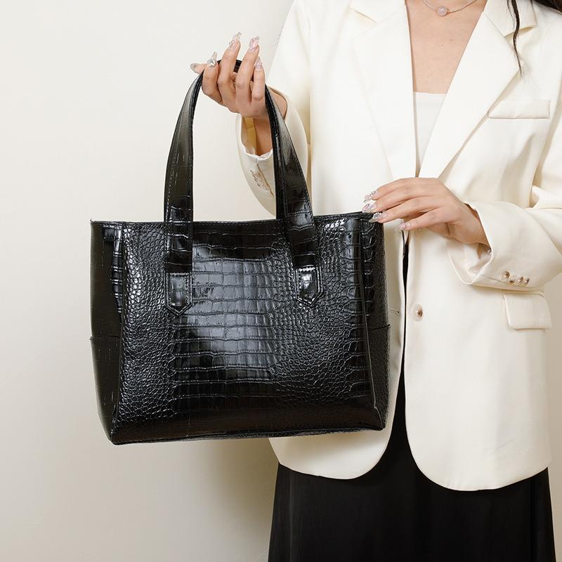 Stylish Women's Tote Bag, Retro Crocodile Pattern Handbag Shoulder Bag, Suitable for Shopping, Dating, Outings, Work Commuting