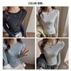 Womens Slim Fit Round Neck Long Sleeve T-Shirt Cotton Blend Base Layer Top Casual Korean Style