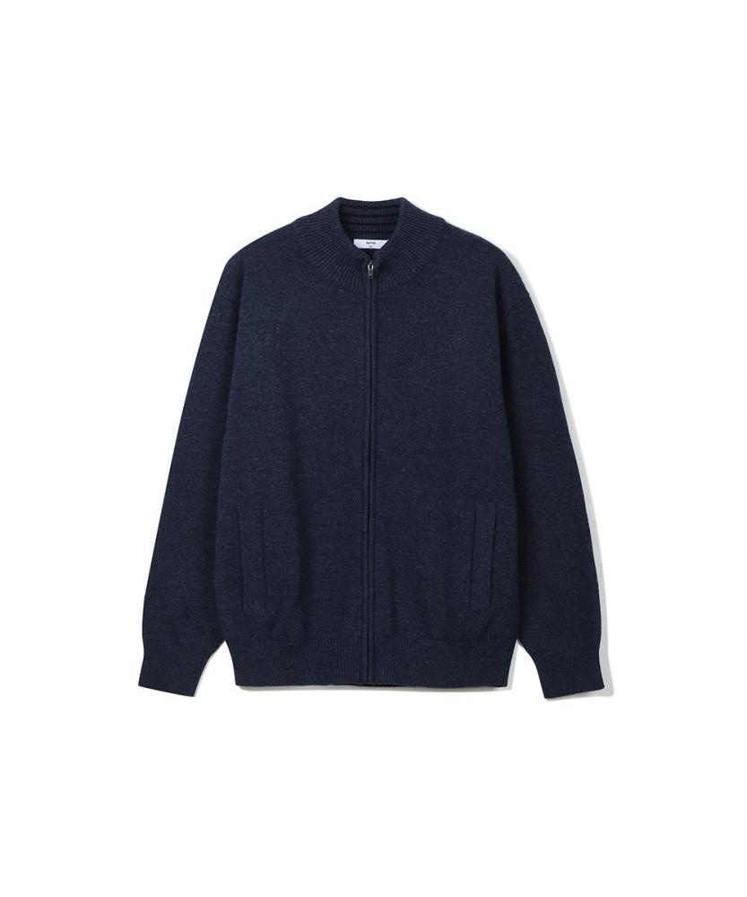 Notig Polyester Blend Solid Knit Zip-Up Navy_Okw2Swzu201N1