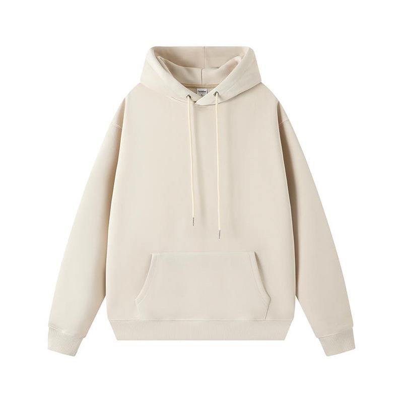 Men's and Women's Warm Cotton Hooded Sweatshirt - Plain Color, Loose Fit, Autumn Winter Style