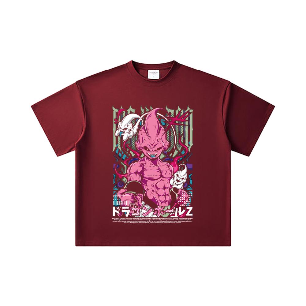260 GSM Double Yarn 32 Count 100% Cotton Dragon Ball V67 Majin Buu Print Unisex Heavy Cotton T Shirt
