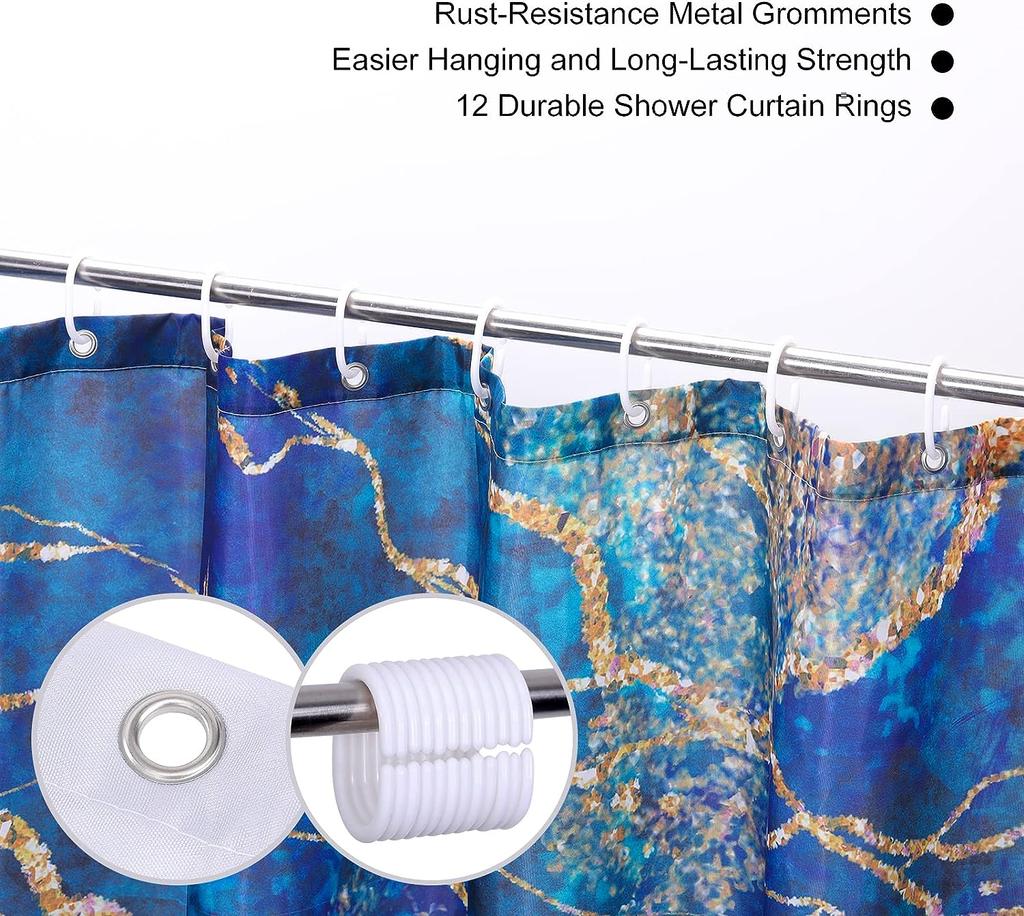 4Pcs Beach Series Shower Curtain Sets for Bathroom Non-Slip Bathroom Rugs Lid Toilet Cover Bath Mat