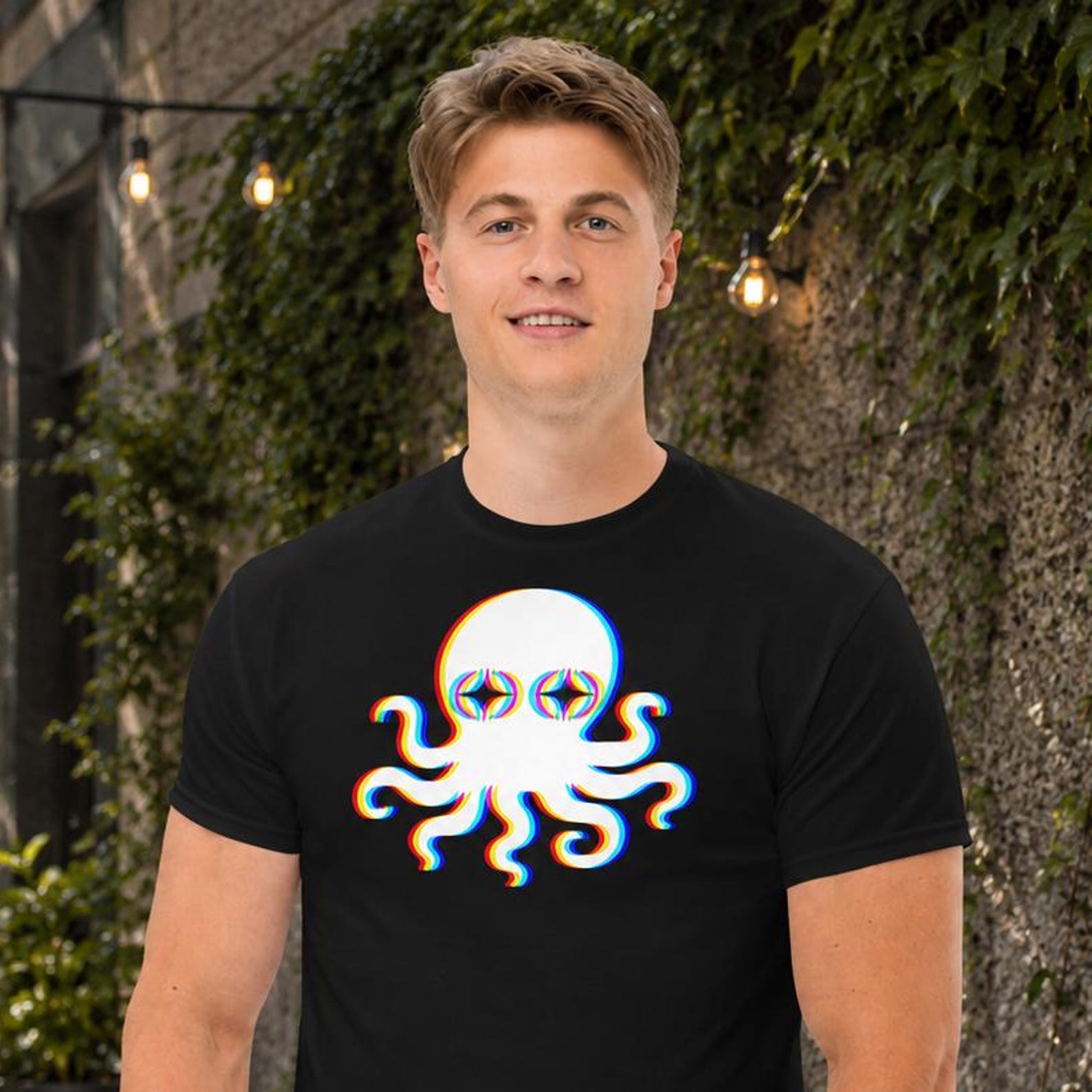 Trippy Octopus T Shirt, Psychedelic Kraken Graphic Tee, EDM Festival Outfit, Techno Party Shirt, Neon Rave Clubwear S