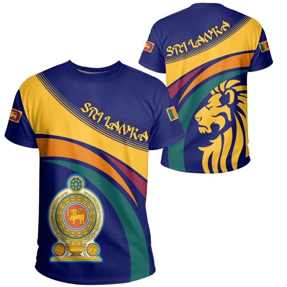 Sri Lanka Patriotic Polo Shirt, Lion Graphic Design, Casual Short Sleeve Top