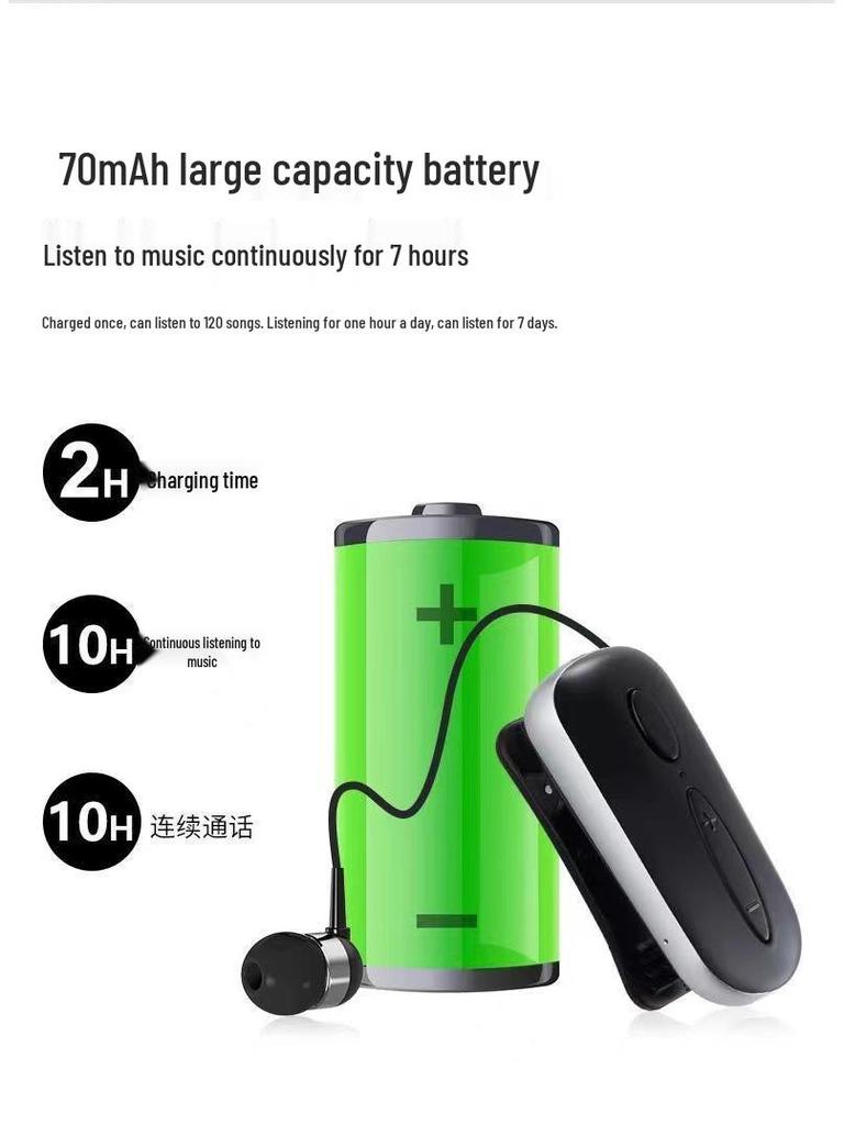 Model K36 Bluetooth Business Sports Headset with Retractable Cord and Call Vibration Alerts