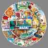 Stationery for Travel Enthusiasts 50PCS Themed Stickers, Retro European Style Waterproof PVC Vintage City Architecture Stickers Decals, Non