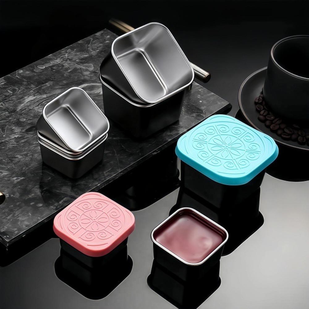 6pcs 304 Stainless Steel Salad Dressing Cup Square Seasoning Container Jam Cup Sauce Cup School