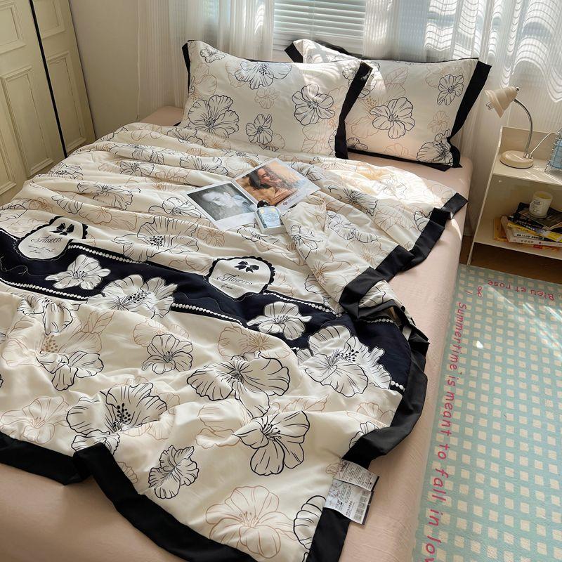 

Французская кровать Стирающееся хлопковое летнее прохладное одеяло с оборками, приятное для кожи, мягкое, машинная стирка, студенческое односпальное 200x230cm