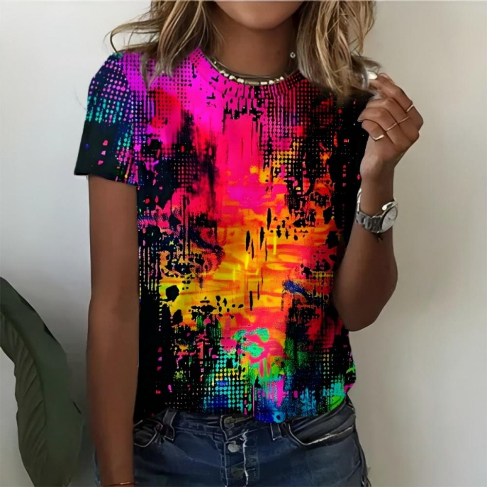 Summer PLUS-size 3D Printed Starry Sky Women's T-shirt Casual Fashionable and Comfortable Deep Blue Short Sleeve Woman Clothing