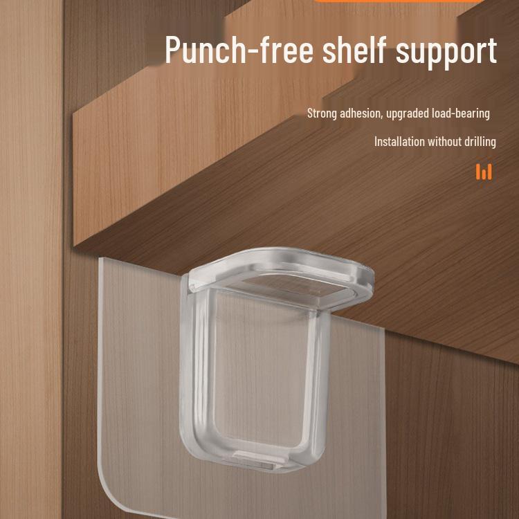 Nail-Free Adjustable Cabinet Partition Bracket and Storage Rack