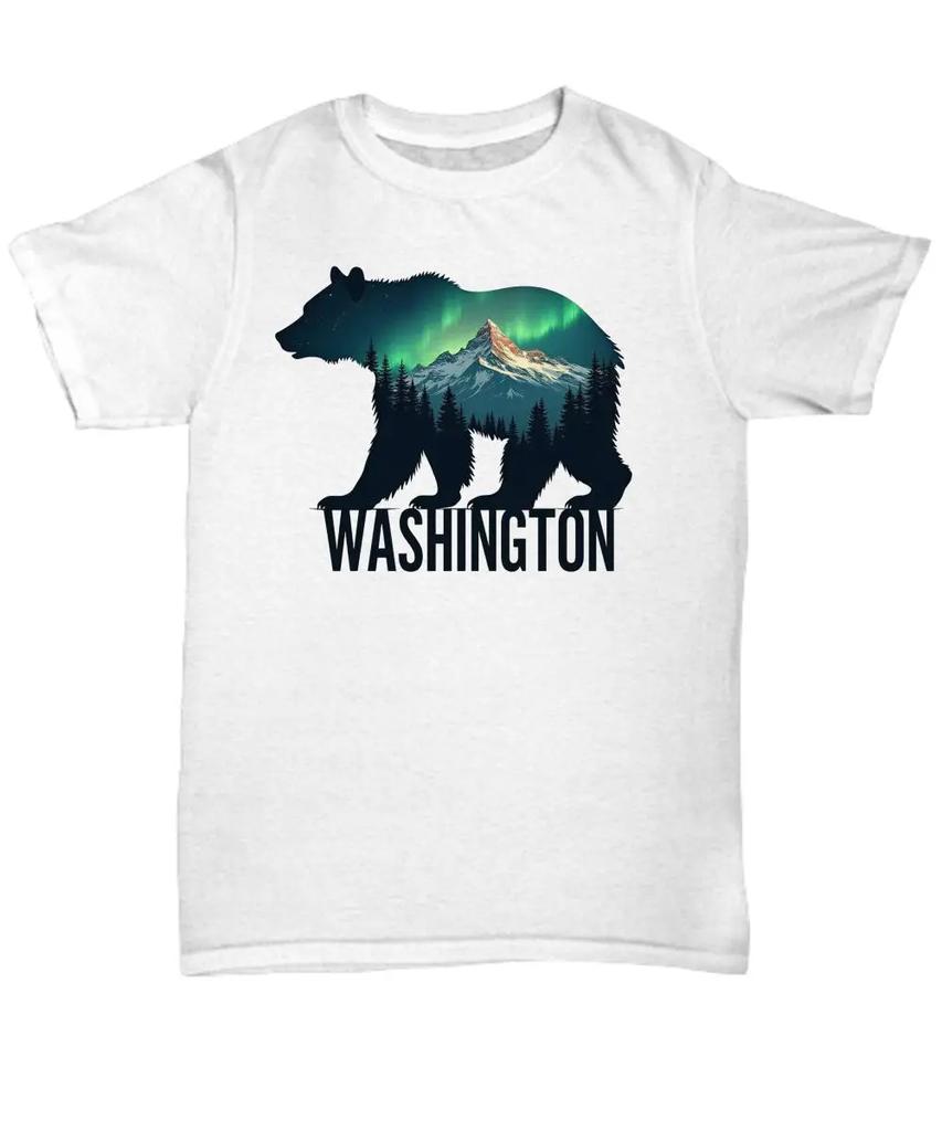 Cute Washington State Bear And Mountain T Shirt Gift For Washingtonian Pacific Northwest Pnw Tee Seattle Idea