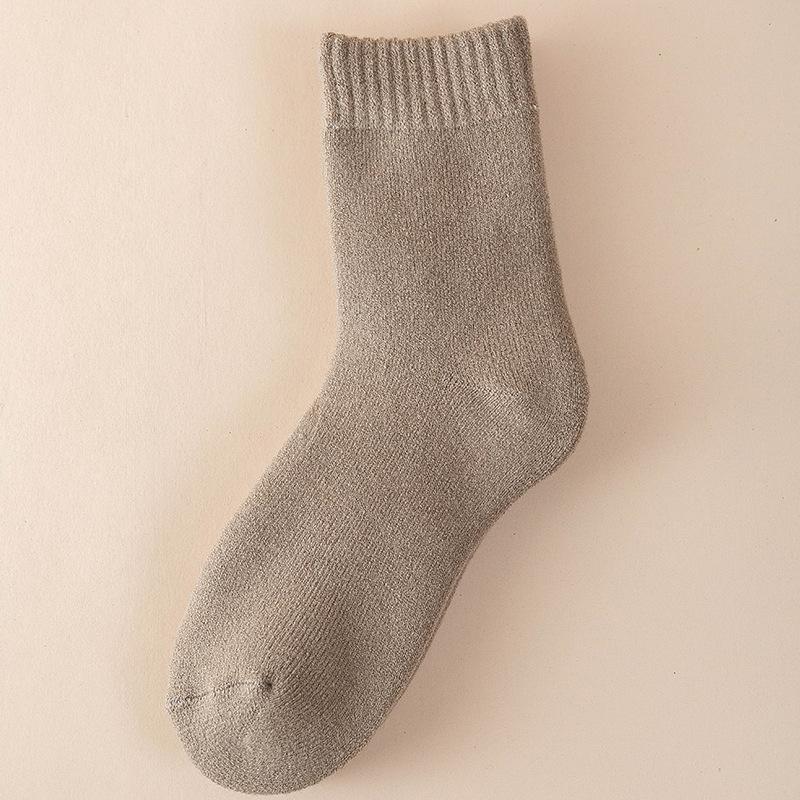 5 Pairs of Female Autumn and Winter New Pure Color Thickened Warm Rabbit Wool Tube Socks
