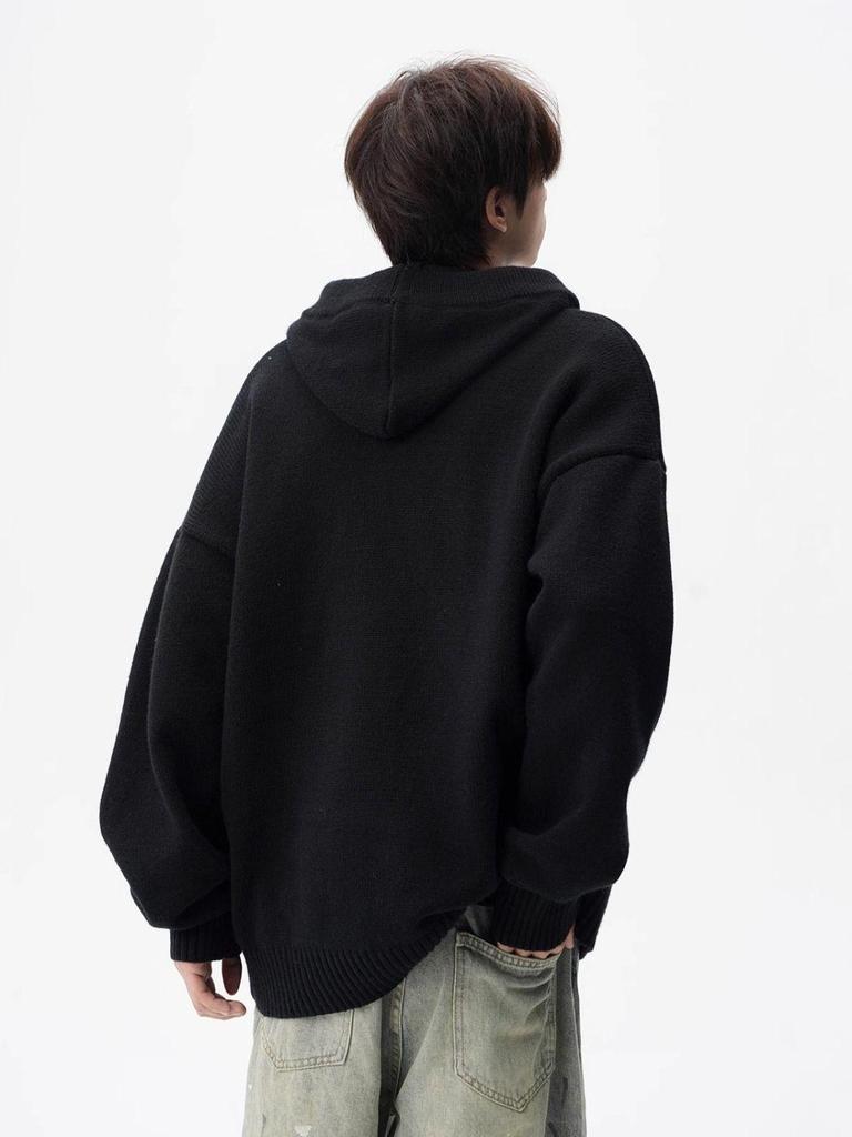 Men's Casual Knitted Hooded Pullover Sweater Coat - Autumn/Winter Versatile Loose Fit.
