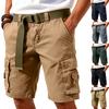 Mens Cargo Shorts Relaxed Fit Cotton Multi Pocket Style Shorts Without Belt for Outdoor Work Casual Wear